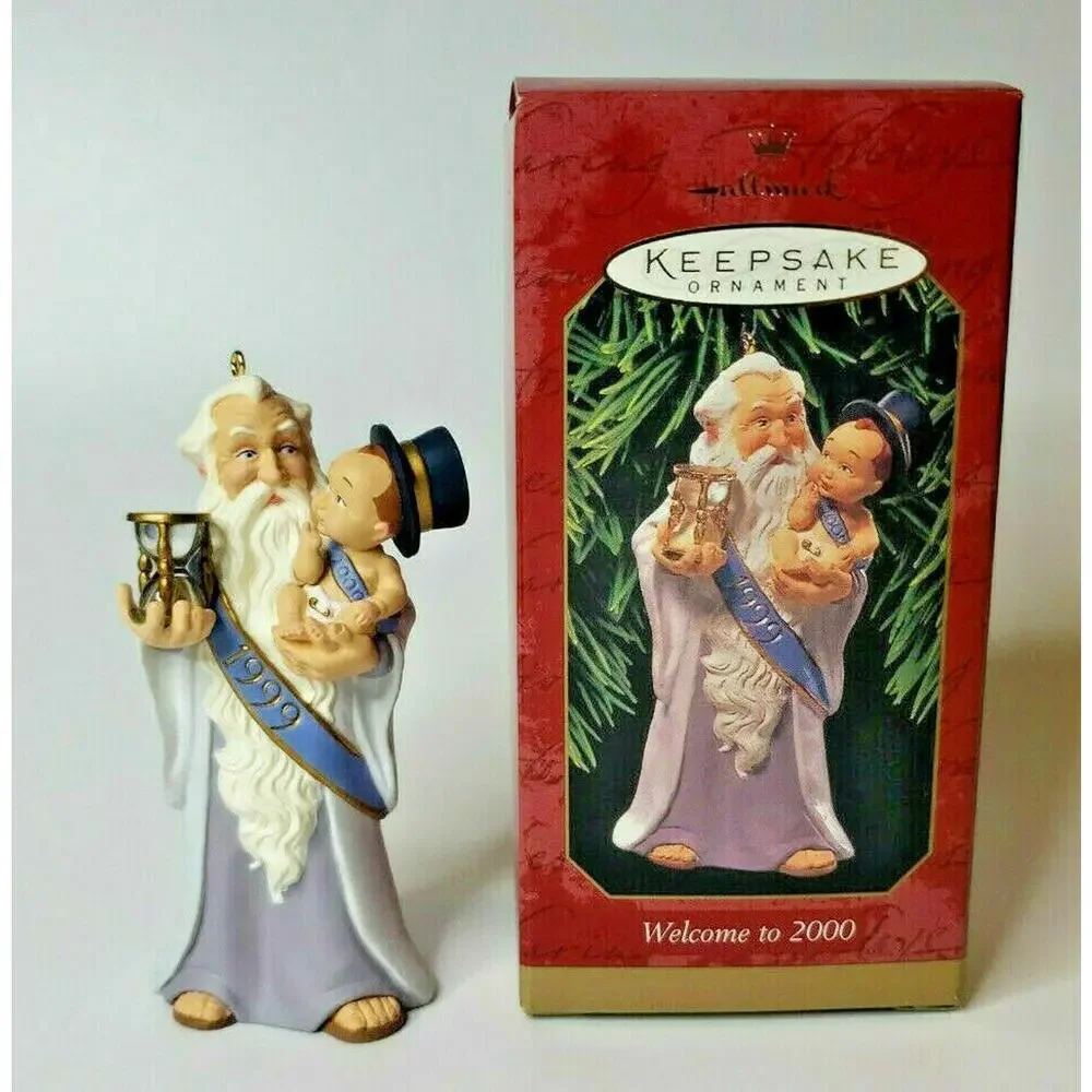 1999‎ Hallmark Ornament Welcome to 2000 Father Time Baby Hour Glass U119/6829